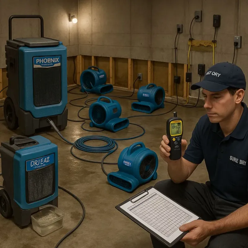 Structural Drying and Dehumidification process in Johnson Creek, WI